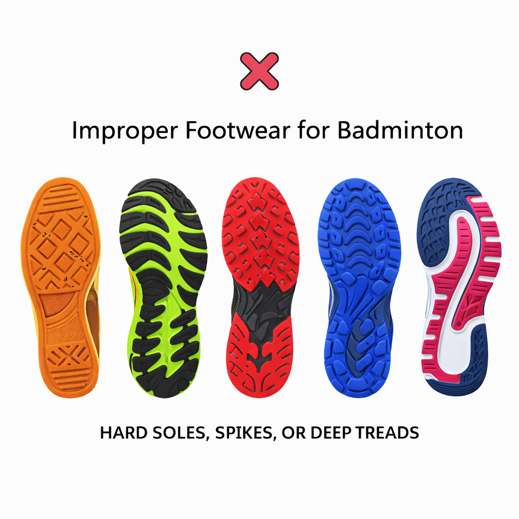 Improper badminton shoes
